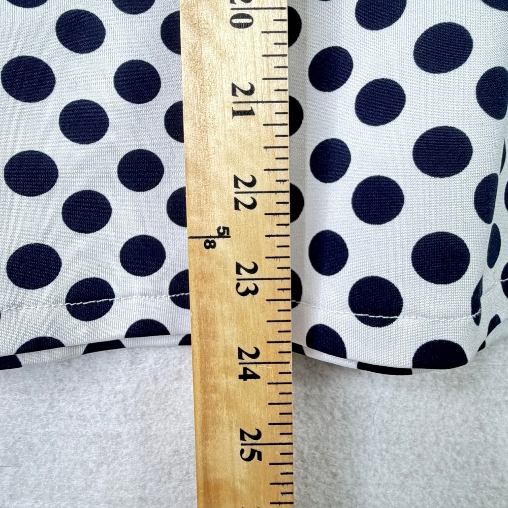 Jofit Polka Dot Performance Top L White Navy Blue Athletic Sport Short Sleeve - Picture 8 of 8
